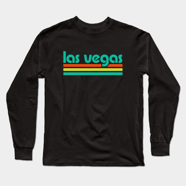 Retro Las Vegas Stripes Long Sleeve T-Shirt by Now Boarding